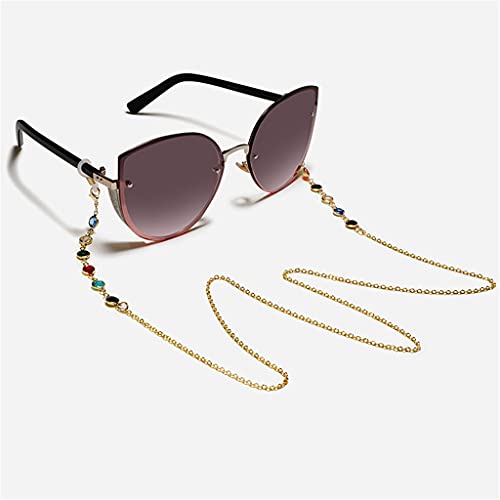 Kristall-Kupfer-Kettenschnüre Lesebrillenkette Mode-Frauen-Sonnenbrillen-Zubehör Lanyard-Halteriemen (Color : A, Size : Length-70CM)