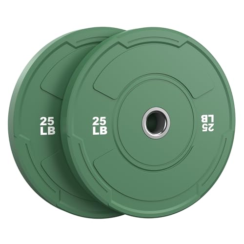 Sportsroyals 2-Inch Olympic Bumper Plates Set, Virgin Rubber, 25LB Pair