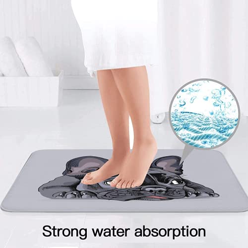 Flannel Bathroom Carpet Mat 20X32Inch French Bulldog Portrait 2 Pieces Bathroom Mat Carpet Toilet Cover With Non-Slip Mat Ljn #TOP5