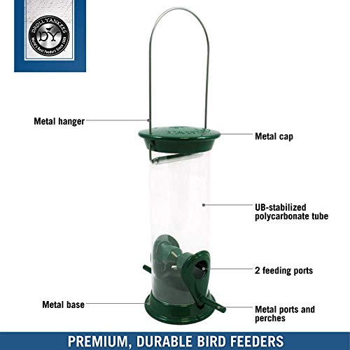 Droll Yankees New Generation Tube Feeder, Sunflower or Mixed Seed Bird Feeder, 8-Inches, Green - Thumbnail 5
