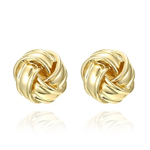 PAVOI 14K Yellow Gold Plated Sterling Silver Post Love Knot Stud Earrings | Gold Earrings for Women