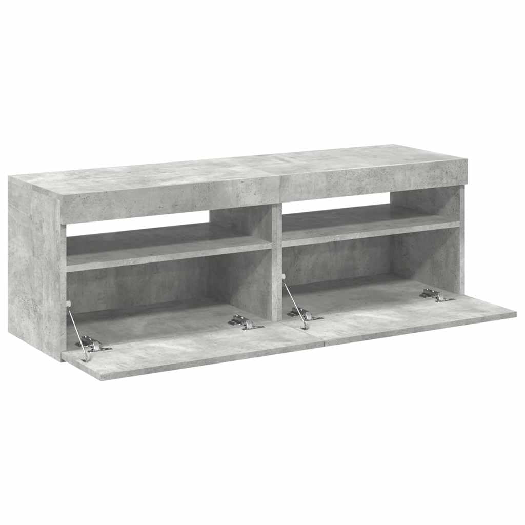vidaXL - TV-Möbel - TV-Schränke mit LED-Leuchten 2 Stk. Betongrau 60x35x40cm