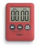 Polder TMR-607-39 Mini 100-Minute Kitchen Timer with Digital Display, Red
