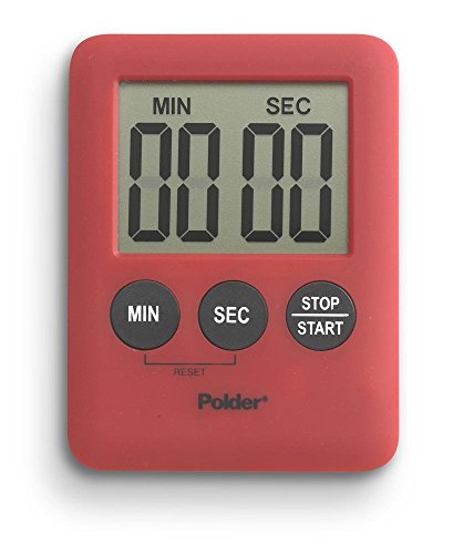 Polder Mini 100-Minute Kitchen Timer with Digital Display, Red