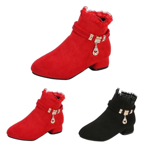 Kids Black Boots Girls Dress Boots Ankle Short Boots Toddler Ankle Boots Low Chunky Heel Side Zipper Dress Booties2