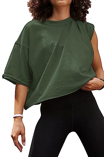 AirMood Oversize Allenamento Crop Tshirt Top Oversize Casual, Verde, XL