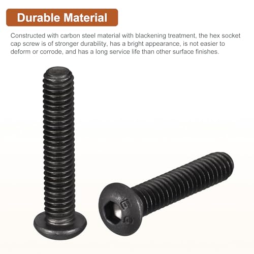 DTGN 5/16-18x2" Button Head Socket Cap Screws, 10Pack, Good for Machine, Carbon Steel Black Oxide - Image 3