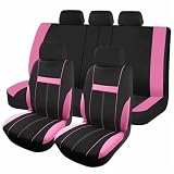 Ggwqoops Copri Sedile Coprisedili Auto In Tessuto Taglia Universale Adatti Maggior Parte SUV E Camion Con 3 Cerniere Sedili Posteriori Sdoppiabili Compatibili Con Airbag Coprisedile Seduta(Pink)