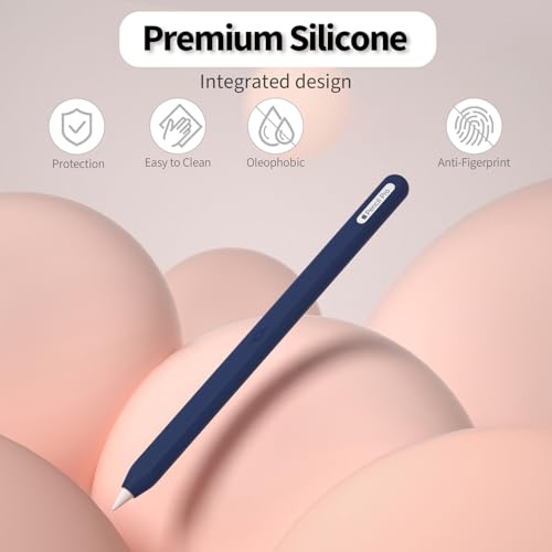Image of Ultra Thin Protective Pencil Cover for Apple Pencil Pro &Apple Pencil 2nd Gen Silicone Case Sleeve Compatible with Apple Pencil Pro (Dark Blue)