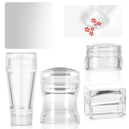 JIYN 8 Stück Nagelstempel, French Nails Stempel Doppelend Silikon Nagel Stempel mit Schaber Nail Art Stamper Schablon für Französische Maniküre Home DIY Nail