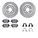 Dynamic Friction Company Rear Brake Rotors-Drilled and Slotted-Silver with 5000 Euro Ceramic Brake Pads includes Hardware 7612-27037