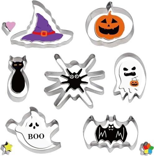 DERAYEE Acier Inoxydable Halloween Biscuit Emporte,10 pièces,Emporte Piece Biscuit Halloween,Moule