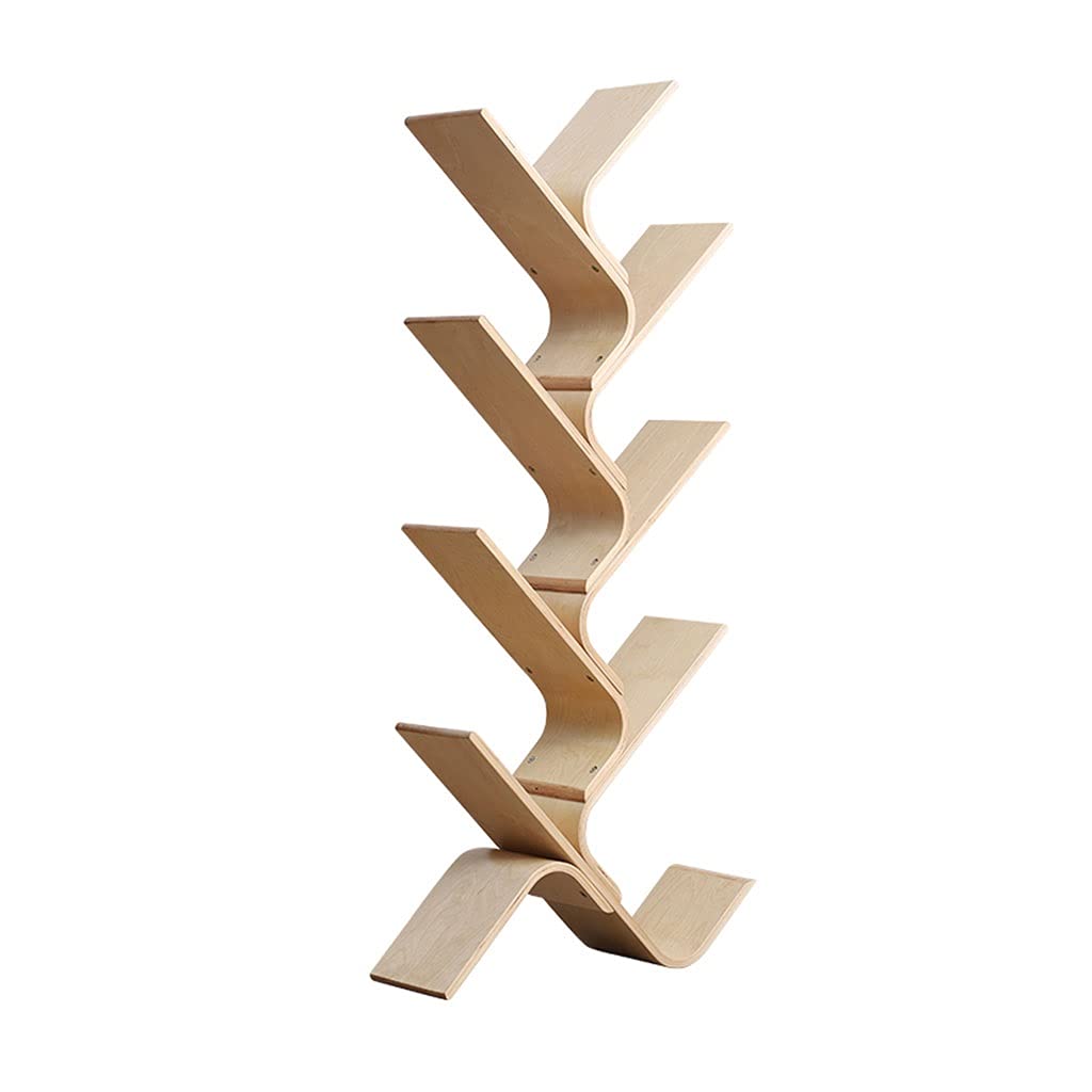 Estantería pequeña de madera maciza beige para un hogar cálido y una oficina ordenada