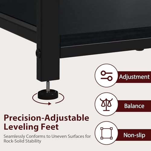 TFK 20-29-37 Gallon Fish Tank Stand with Power Outlet, Heavy Duty Metal Aquarium Stand with Two Storage Drawers for Fish Tank Accessories Storage, Perfect for Turtle Tank, Reptile Terrarium, Black - Thumbnail 5