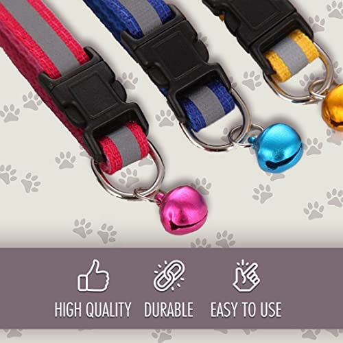 5Pcs Reflective Cat Collars With Bell Breakaway Cat Collars Durable Nylon Cat Collars With Safety Buckles Collars For Cats Collars For Puppies Dogs #TOP4