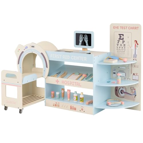 DREAMADE Arztspielset für Kinder, Krankenhaus aus Holz mit...