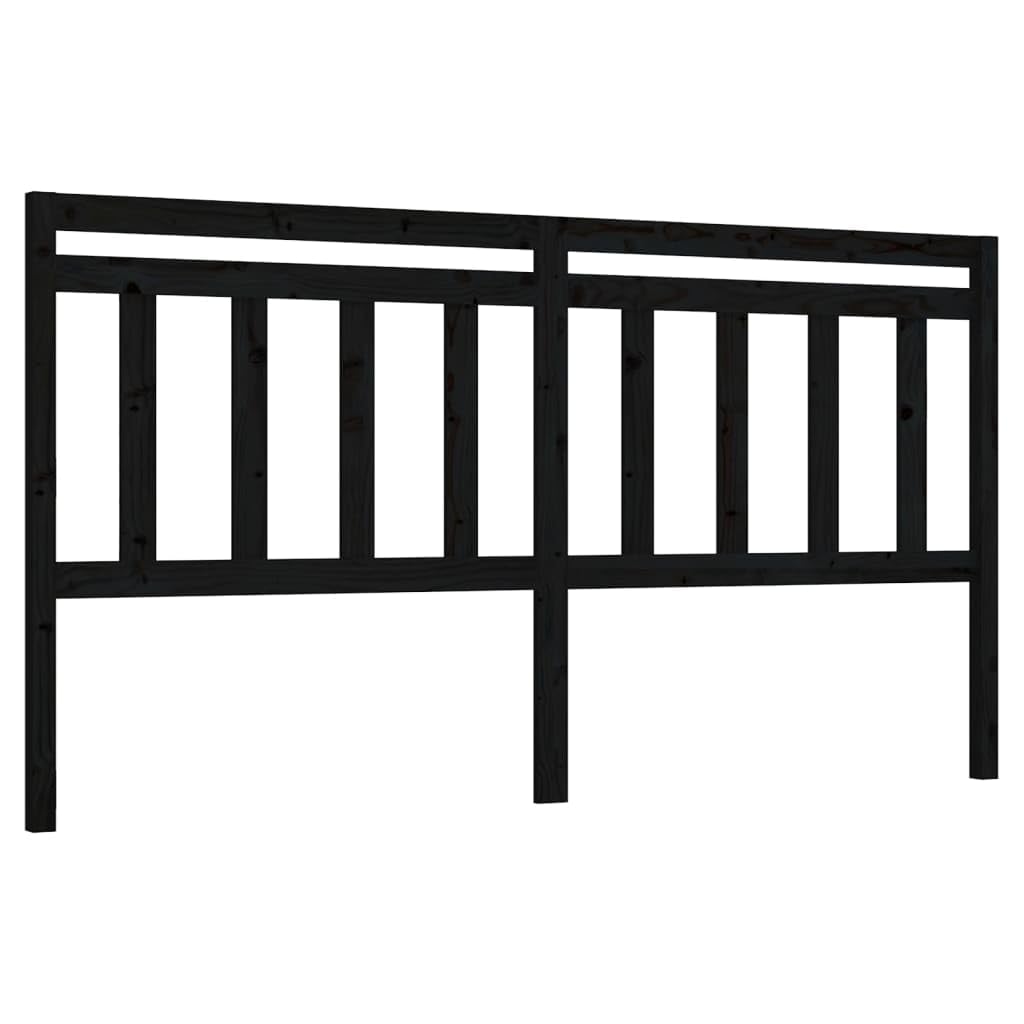 Tête de lit noire 206 x 4 x 100 cm, bois de pin massif, tête de lit pour chambre à coucher, meubles de chambre à coucher, hôtels