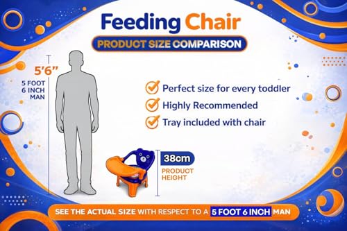 Image of MY LITTLE TOWN Kids Feeding Chair| Musical Chu Chu Chair| Baby Chair| 4-36 Months| Baby Chair| Portable| Booster seat (Blue with Orange)