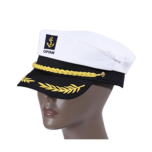 Luoem adjustable yacht captain's hat sailors sea cap navy captain hat adult sailor cosplay costume accessory (white) - image 3