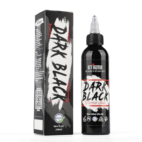 STIGMA 4oz/120ml Dunkles Schwarz Tattoo Tinte Dark Black Tätowierfarbe Permanent Tattoo Pigment Professionelle Tattoo Versorgung für Futter & Schattierung TI972-4OZ-D