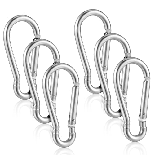 6PCS Flag Clips for Flagpole Flag Hooks Replacement Ring Aluminum Alloy Spring Snap Hooks Heavy Duty Clips for Grommeted Flags Flagpole Hardware Accessories for Keys Swing Camping Hiking Traveling