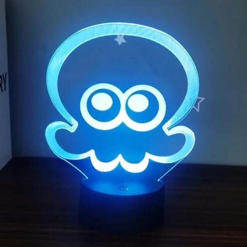 Yubbuio ナイトライト ナイトライト アクリルスタンド ベース付き 彫像 テーブルランプ 調光可能 カラー RGB コンバーターランプ 7 色 装飾 USB バッテリー 両用 LED 間接照明 ナイトライト デコレーション 子供用 (黒い底,タコ)