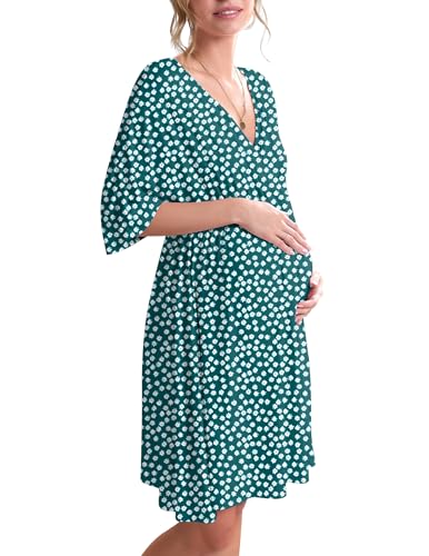 Image of Ekouaer 3 in 1 Labor/Delivery/Hospital Gown Maternity Dress Nursing Nightgown Sleepwear for Breastfeeding