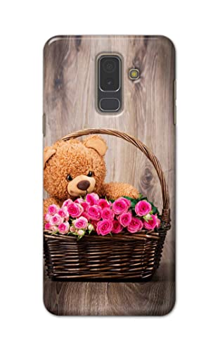 Image of PRINTFIDAA Roses and Teddy Bear in The Wicker Hard Back Cover for Samsung Galaxy A6 Plus (2018) (6.0 inch) / Samsung J8 (2018), J810F / DS Back Cover -(P6) KAT1004
