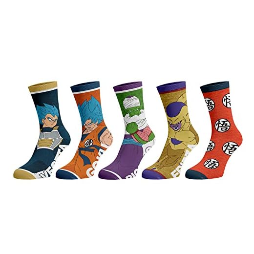 Bioworld Dragonball Z Character Logos Crew Socks (Pack of 5 pairs) Multi