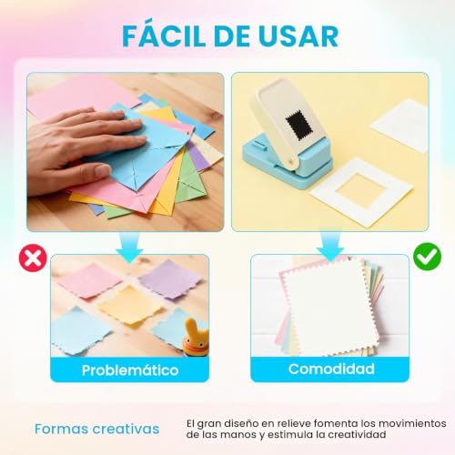 Miniatura 3 de Papacroscoma Punch Cuadrado: Perforadora De Papel Con Borde Estampado, Perforadora Portátil Con Motivos, Herramientas De Manualidades Diy Para Sobres, Etiquetas, Arte Y Educación En Casa