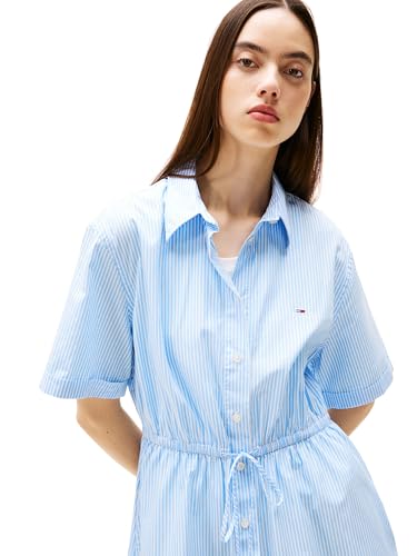Image of Tommy Jeans Women's Casual Shirt Dress with Mini Stripe