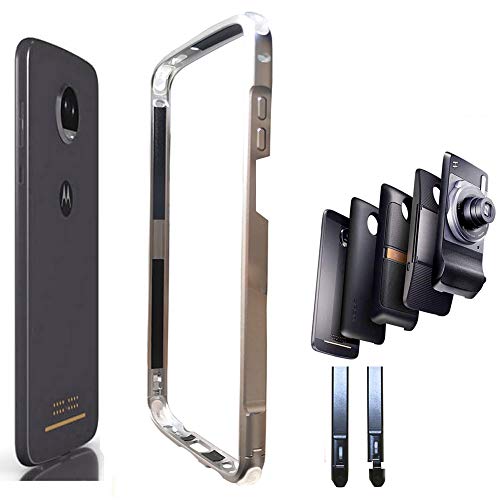 Moto Z3/Z3 Play Case,Aluminum Alloy Bumper Frame Compatible with Moto Mods Moto Hasselblad True Zoom Mod Power Pack Mod Moto Style Shell Moto Wireless Charger Mod(Silver Gray)