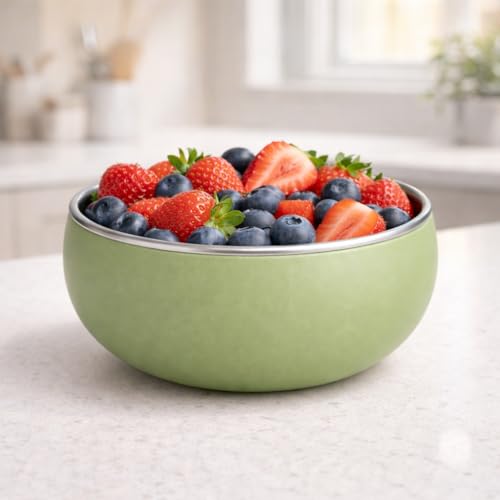 Image of Premium Stainless Steel Baby Feeding Bowl with Soft Silicone Cover | Non-Slip Grip, BPA Free & Food-Grade | Safe Feeding Bowl for Infants & Toddlers | Durable, Easy to Clean (Sage Green)