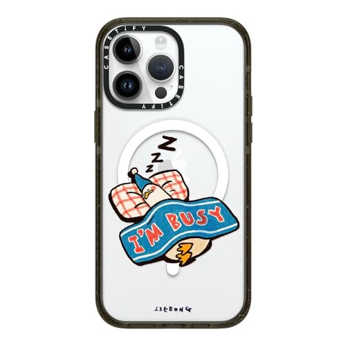 CASETiFY �C���p�N�g iPhone 14 Pro Max �P�[�X [MIL�K�i���� (4x MIL-STD-810G)/2.5m����̗����������N���A/MagSafe �ɑΉ�] - I'm so busy - �u���b�N