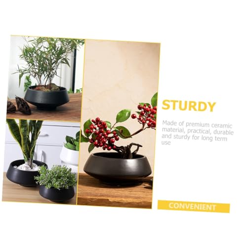 Pot de fleurs en céramique noir 6 pouces design simple et finition durable - 7