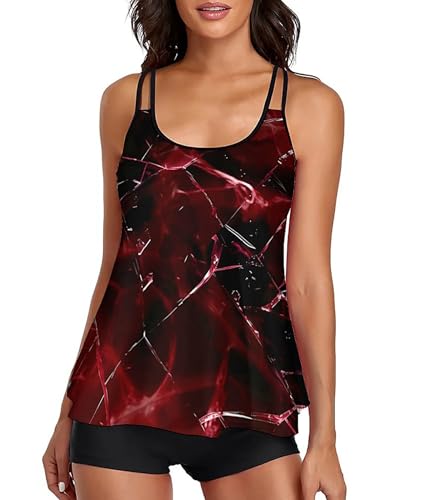 wihnsinop Tankini Damen Bauchweg Bademode Set Freizeit Badeanzug...