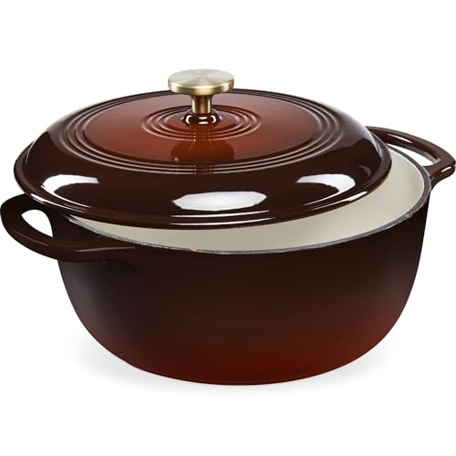 Best-Choice-Products-75-Quart-Enamel-Cast-Iron-Round-Dutch-Oven-Family-Style-Heavy-Duty-Pre-Seasoned-Cookware-for-Home-Kitchen-Dining-Room-Oven-Safe-wLid-Dual-Handles-Chocolate-Ganache Best Choice Products 7.5 Quart Enamel Cast-Iron Round Dutch Oven, Family Style Heavy-Duty Pre-Seasoned Cookware for Home, Kitchen, Dining Room, Oven Safe w/Lid, Dual Handles - Chocolate Ganache - Image 1