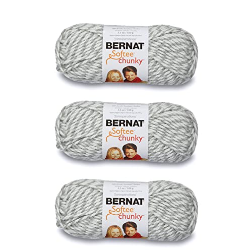 Image of Bernat Softee Chunky Gray Ragg Yarn - 3 Pack of 100g /3.5oz - Acrylic - 6 Super Bulky - 108 Yards - Knitting /Crochet