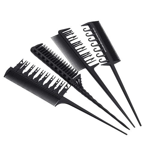 FOMIYES 4pezzi Pettini Per Colorazione Dei Capelli Strumenti Per Tintura Dei Capelli Pettini Per Mèches Pratici Ganci Sul Lato e Manico Per Applicazione Facile e Uniforme