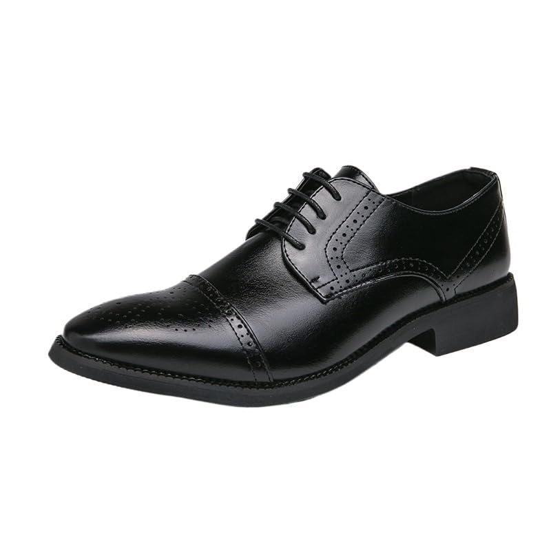 Men Dress Oxford Calfskin Leather Plain Toe Classic Lace Up Business Non Slip Anti-Slip Shoe Wedding
