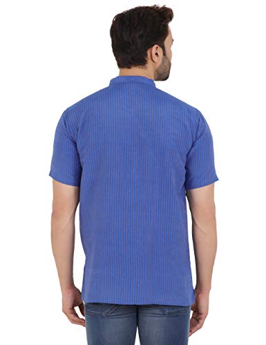 Image of LATEST CHIKAN Men's Cotton Regular Striped Short Kurta Half Sleeves - NP-SK-PNT