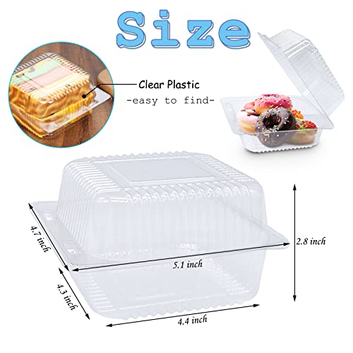 Haawooky GFEWF 100 Pack Clear Plastic Take Out Container,Square Hinged Food Container,Dessert Clamshell Containers thumb #1