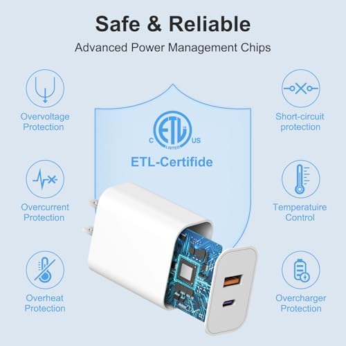 [4 Pack] USB C Charger Block Charging Block Type C Charger | 20W Wall Chargers for iPhone Air/17/17 Plus/17 Pro/17 Max/16/16 Plus/16 Pro Max/15/15 Pro Max/14/13/12/Samsung/Android