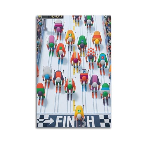Poster course de ski et sprint sur toile premium decoration moderne pour chambre d enfant