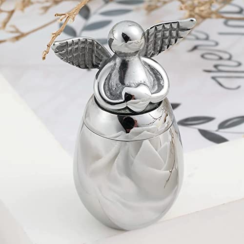 Silver Angel Wings Keepsake Ashes Urn Cremation Ashes Memorial Metal (Large)