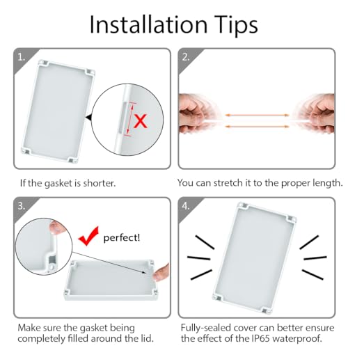 Image of Junction Box Waterproof Plastic Project Box IP65 Plastic Project Box Electrical Box Enclosure Gray White 7.87 inchx 4.72 inchx 2.95 inch(200x120x75mm)