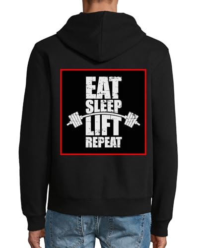 Sweat à capuche zippé noir XL pour les séances de musculation intenses en hiver