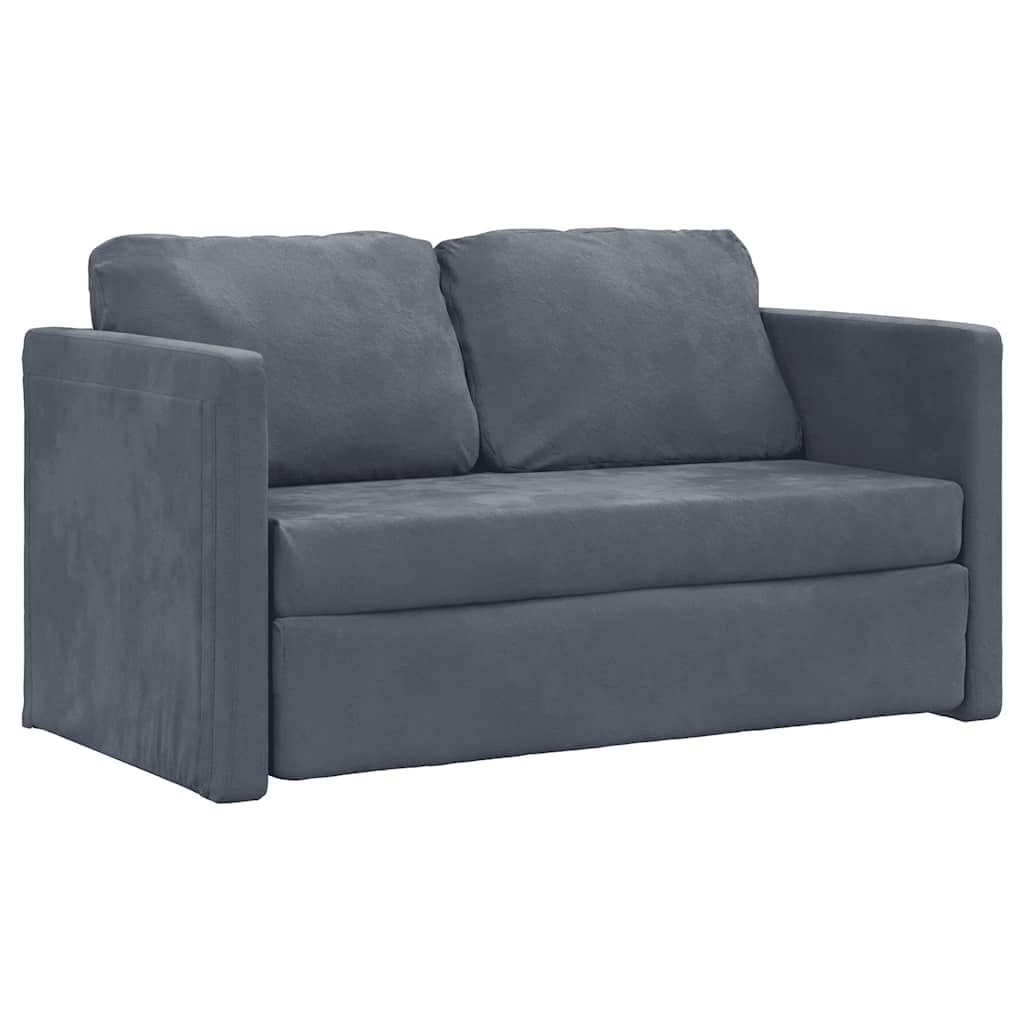 Sofá Cama de Suelo 2 en 1 Terciopelo Gris Oscuro 122x204x55 cm