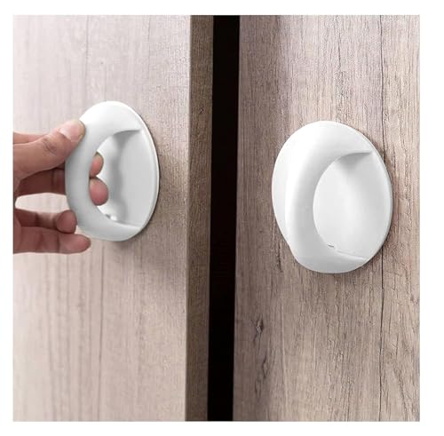 Image of 2 Pack Cabinet Drawer Handles Self Adhesive Glass Door Window Pulls ABS Multi-Purpose Stick-On Handles for Furniture Cupboard Wardrobe Sliding Cabinet Bathroom Kitchen Waterproof 2 Piece