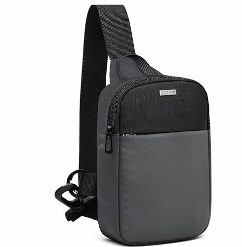 Image of WILDHORN Mini Sling Bag for Men & Women | Anti-Theft Crossbody Sling Bag | Small Chest Bag & Fanny Pack for Travel, Running, Hiking & Sports (Black & Dark Grey)